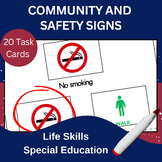 Community and safety signs matching task cards for special