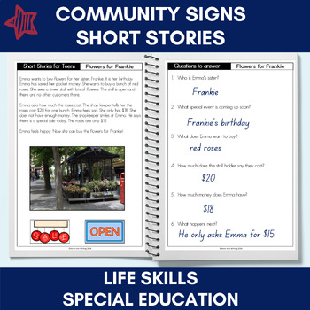 Preview of Community signs short stories for life skills and special education