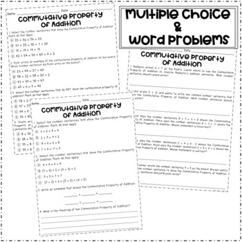 Commutative Property of Addition Worksheets by The A Plus Teacher