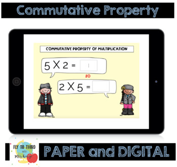 Preview of Commutative Property of Multiplication Powerpoint and Worksheets- Grade 3