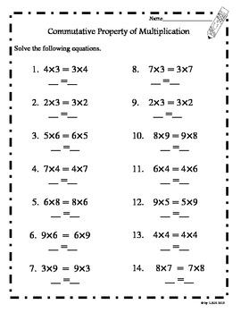 Commutative Property Of Multiplication Worksheets Common Core Aligned