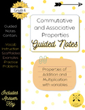 Commutative and Associative Properties Guided Notes