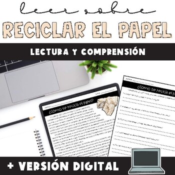 Preview of Recycling Spanish Reading Comprehension - el papel | Print and Digital Resource
