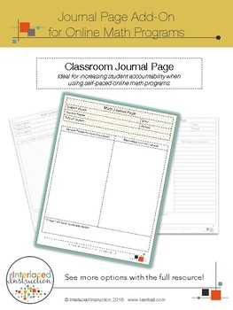 Preview of Companion Journal Page for Online Math Programs