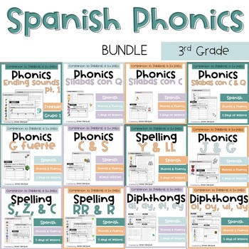 Preview of 21 weeks of Spanish Phonics + Fluency Passages for 3rd grade BUNDLE