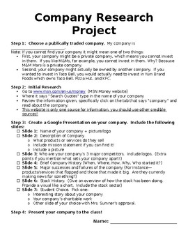 company research project high school
