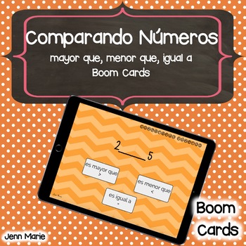 Preview of Comparando Números - Comparing Numbers in Spanish Boom Cards - Digital