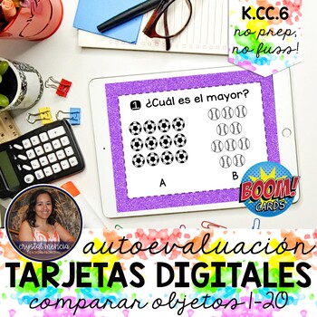 Preview of Comparar Grupos de Objetos 1-20 Boom Cards™ | Distance Learning Tasks