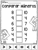 Comparar números (Comparando los números) SPANISH Math Worksheets