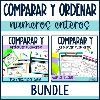 Preview of Comparar y ordenar números enteros - Compare & Order Numbers in Spanish Bundle