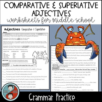 Preview of Comparative & Superlative Adjectives - Grammar Worksheets