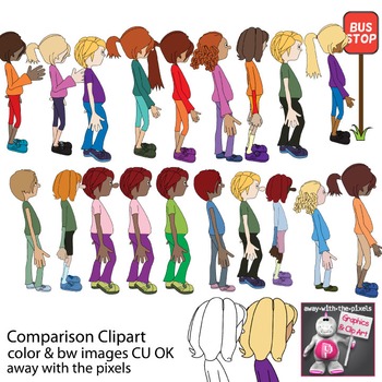 Preview of Comparisons/Descriptions, People Clipart - Grammar ESL - Inc Blackline