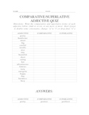 Comparative and Superlative Adjective Chart/Quiz