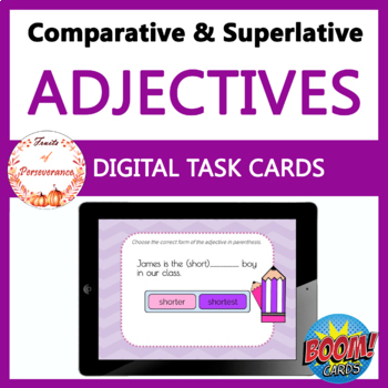 Preview of Comparative and Superlative Adjectives Boom Cards™ with Easel Assessment 