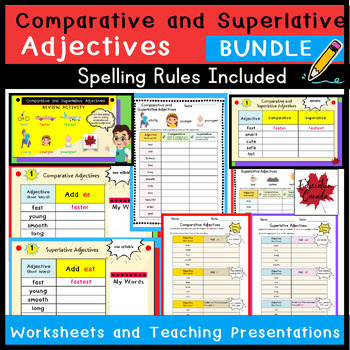 Preview of Comparative and Superlative Adjectives Spelling Rules: Worksheets/Presentations