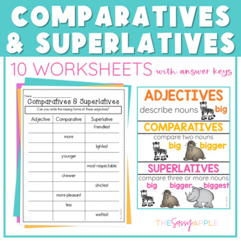 Preview of Comparative and Superlative Adjectives Worksheet Activities and Anchor Chart