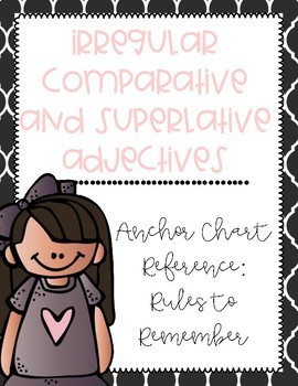 Preview of Comparative and Superlative [Irregular] Adjectives Anchor Chart