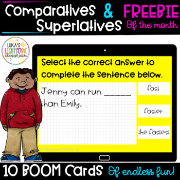 Preview of Comparatives and Superlatives Boom Cards | Freebie of the Month