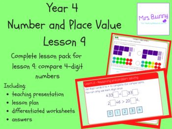 Preview of Compare 4-digit numbers lesson pack (Year 4 Number and Place Value)