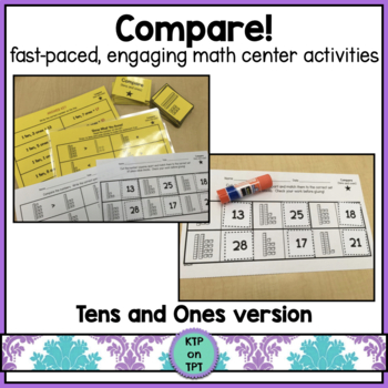 Preview of Compare!  a tens and ones game for math centers