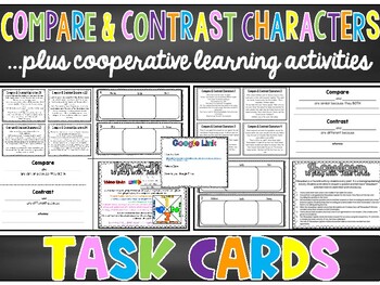 Preview of Compare and Constrast CHARACTERS Task Cards  + Digital