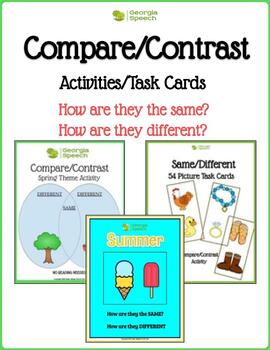 Preview of Compare/Contrast-Activities and Task Cards-Speech Therapy BUNDLE