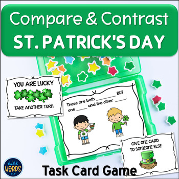 Preview of St. Patrick's Day Speech Therapy Compare Contrast Pictures Task Cards and Game
