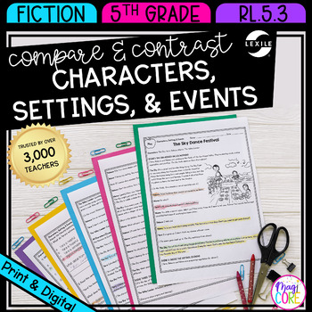 Preview of Compare & Contrast Characters Settings Events RL.5.3 - Reading Passages RL5.3