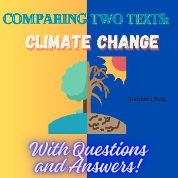 Preview of Compare & Contrast: Climate Change Texts, Worksheet with Answers! English Lesson