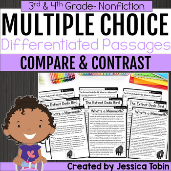Preview of Compare & Contrast Differentiated Reading Passages 3rd 4th Grade Multiple Choice