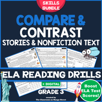 Preview of Compare & Contrast Texts: ELA Reading Comprehension Worksheets ♥ GRADE 3 BUNDLE