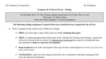 Preview of Compare & Contrast Essay:  Setting (AP Literature)