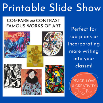 Preview of Compare & Contrast Famous Works of Art- Writing Across the Curriculum, Sub Plans