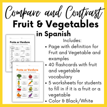 Preview of Compare/Contrast Fruit vs. Vegetable Spanish