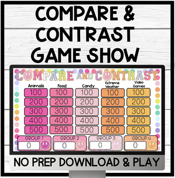 Preview of Compare & Contrast Game Show | Reading Comprehension Review Game | ELA Test Prep