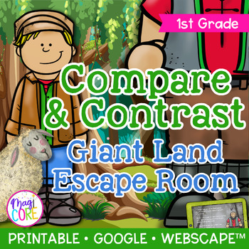 Preview of Compare & Contrast Fiction Giant Land Escape Room & Webscape™ - 1st Grade