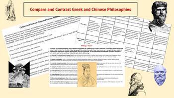 Preview of Compare Contrast Greek & Chinese Philosophies Paragraph with Chart + Hook Tips