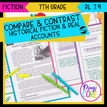 Preview of Compare & Contrast Historical Fiction & Real Accounts 7th Grade RL.7.9 Passages