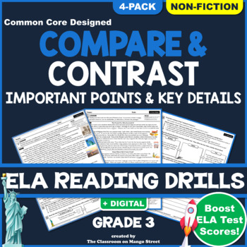 Preview of Compare & Contrast Informational Texts: Reading Comprehension Worksheets GRADE 3