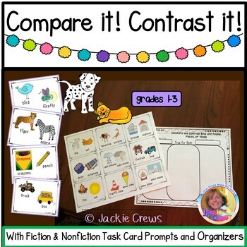 Preview of Compare & Contrast It   Fiction & Nonfiction Task Cards & Organizers ELA Center