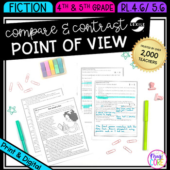 Preview of Compare & Contrast Point of View Lexile Reading Passage Worksheet RL.4.6 RL.5.6