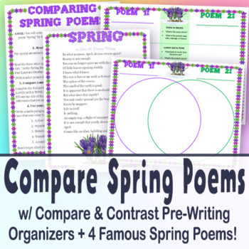 Preview of Compare & Contrast Spring Poetry - 4 Poems + Detailed Prewriting Planners!