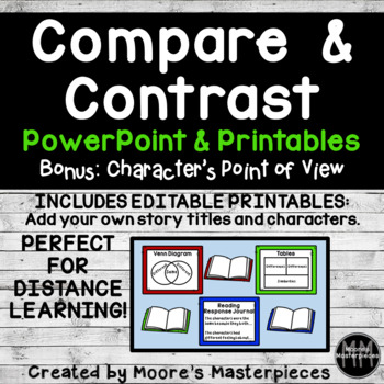 Preview of Compare & Contrast Stories & Character's Point of View: PowerPoint & Printables