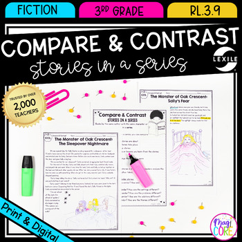 Preview of Compare & Contrast Stories Series Reading Passages Worksheets 3rd Grade RL.3.9