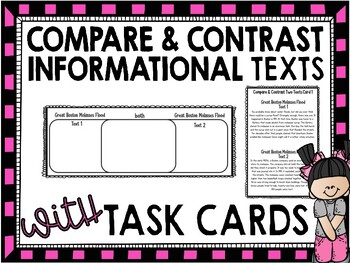 Preview of Compare & Contrast Two Informational Texts Task Cards +Digital