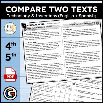 Preview of Compare and Contrast Two Texts on the Same Topic Paired Passages 4th & 5th Grade