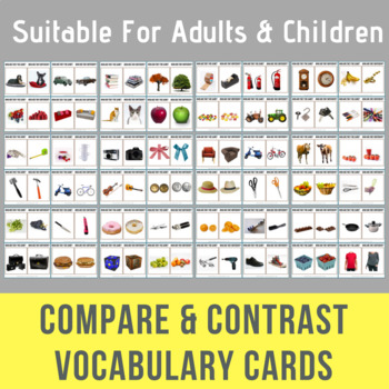 Preview of Compare & Contrast Vocabulary Cards - For Adults or Children