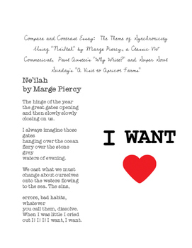 Preview of Compare & Contrast With Four Diverse Sources: Piercy poem, Oprah, Auster, VW car