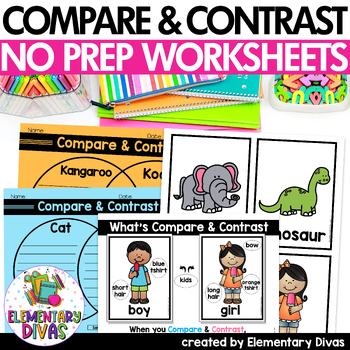 Preview of Compare & Contrast Worksheets | Picture Cards | Poster