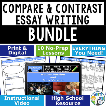 Preview of Compare and Contrast Writing Prompts - Outlines - Organizers - Essay Bundle